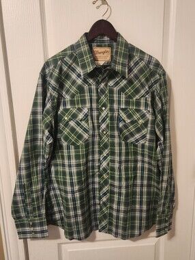 Men's Pearl Button Wrangler Button Down Shirt Size XL